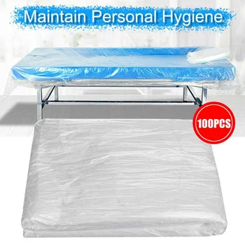 

100PCS Disposable Plastic Couch Cover Bedspread SPA Massage Treatment Table Sheets Transparent Beauty Bed Waterproof Film