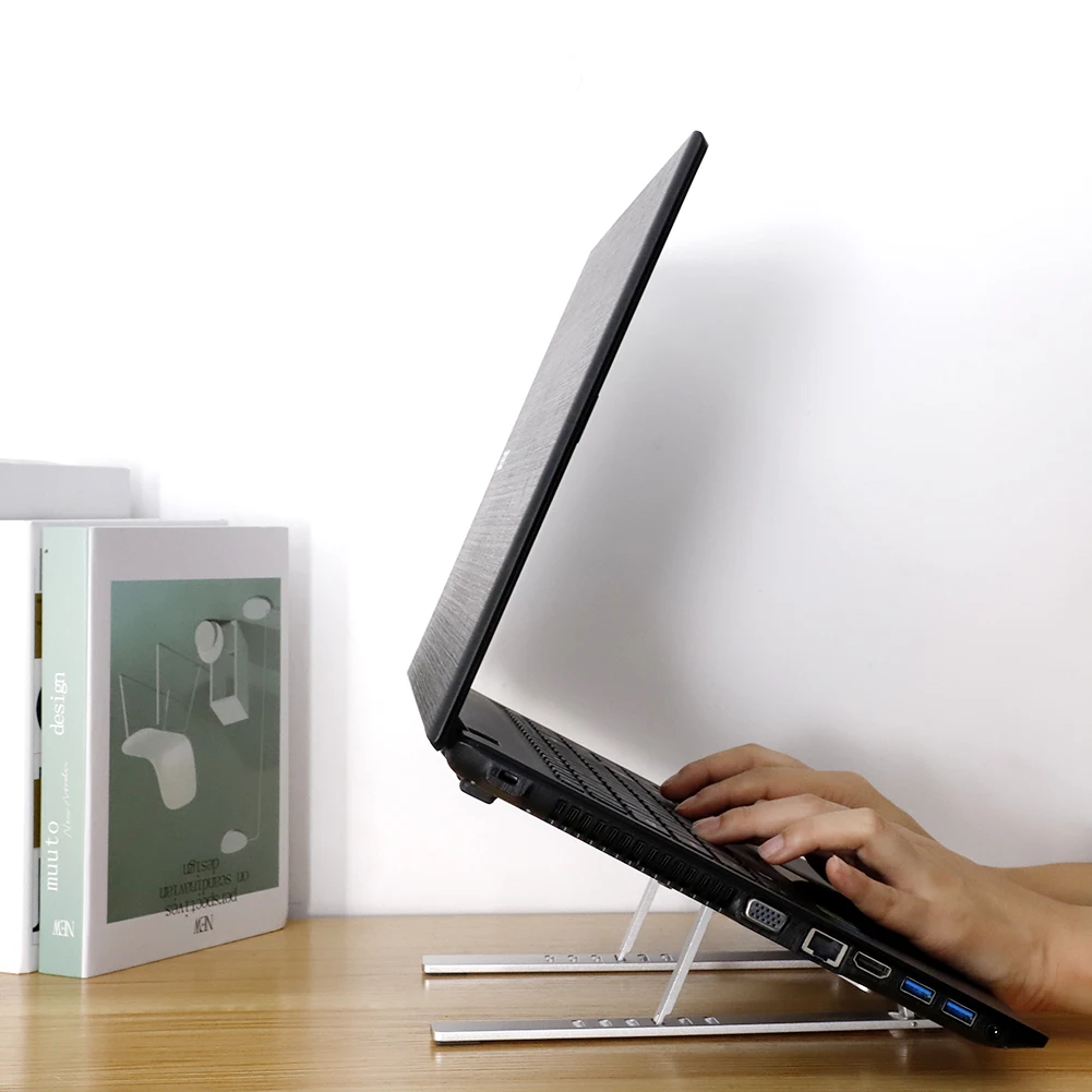 Suporte do Portátil Ajustável de Levantamento de Alumínio Viagem de Negócios Dobrável Portátil Tablet Suporte Desktop Notebook Titular 14 Suporte p/ laptop