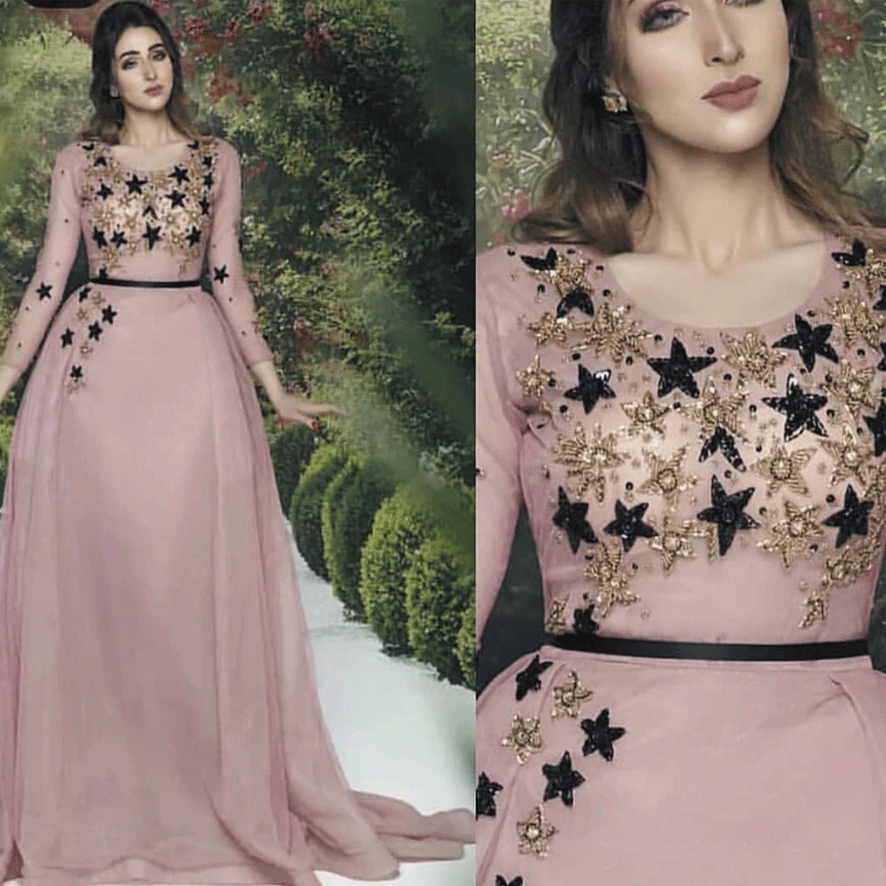 SuperKimJo Длинные рукава вышитые бисером платья для выпускного вечера 2020 vestido de festa Арабский Дешевые элегантное выпускное платье халат De Soiree