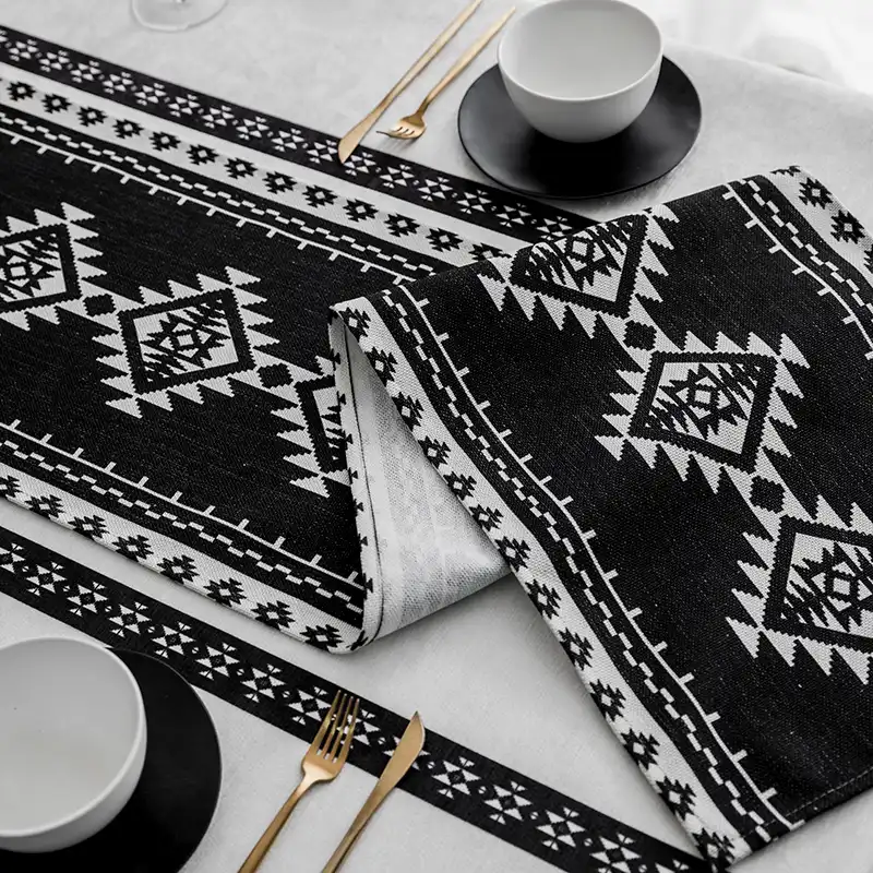 black and white runner table