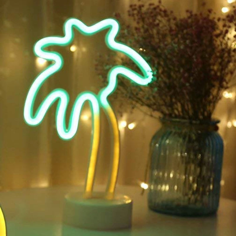 

EASY-Palm Tree LED Neon Sign Night Light with Base Coconut Tree Marquee Night Lamp Table Light Best Gift for Family Birthday Hol