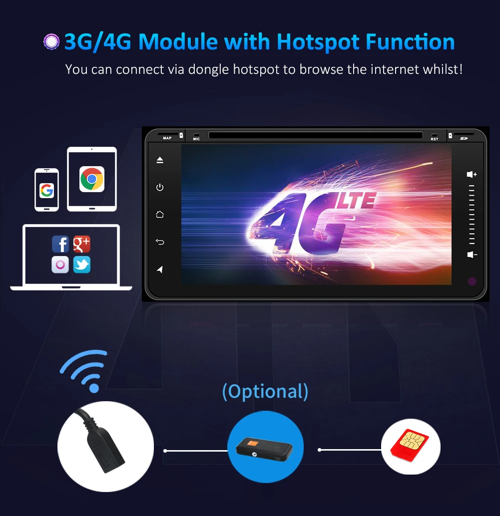 Excellent Octa Core Android 9.0 For Toyota Car DVD Player 200*100mm with Wifi BT SWC RDS FM AM Support DAB+ OBD 4G Double Din 32G ROM 14