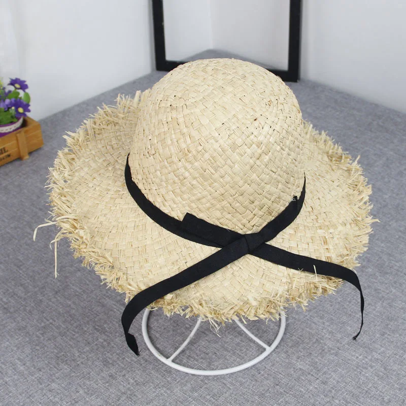 

Raffia Hat Girls Big Brim Woven Straw Hat 3 Summer Foldable 5 Hipster Outing Sun-resistant Versatile Topee