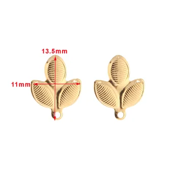 

10pcs Gold leaf Stainless Steel Blank Stud Earring Posts Backs Butterfly Earring Stoppers DIY Earring Components Ear Studs