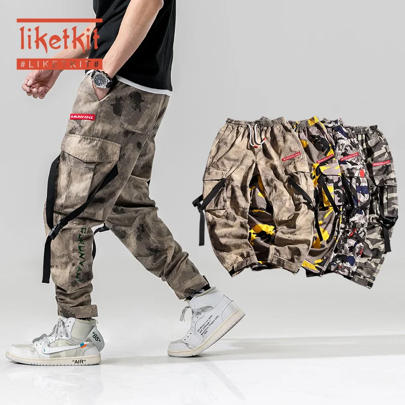 Liketkit мужские зимние брюки карго 2019 мульти карманы хип хоп Камуфляж джоггеры