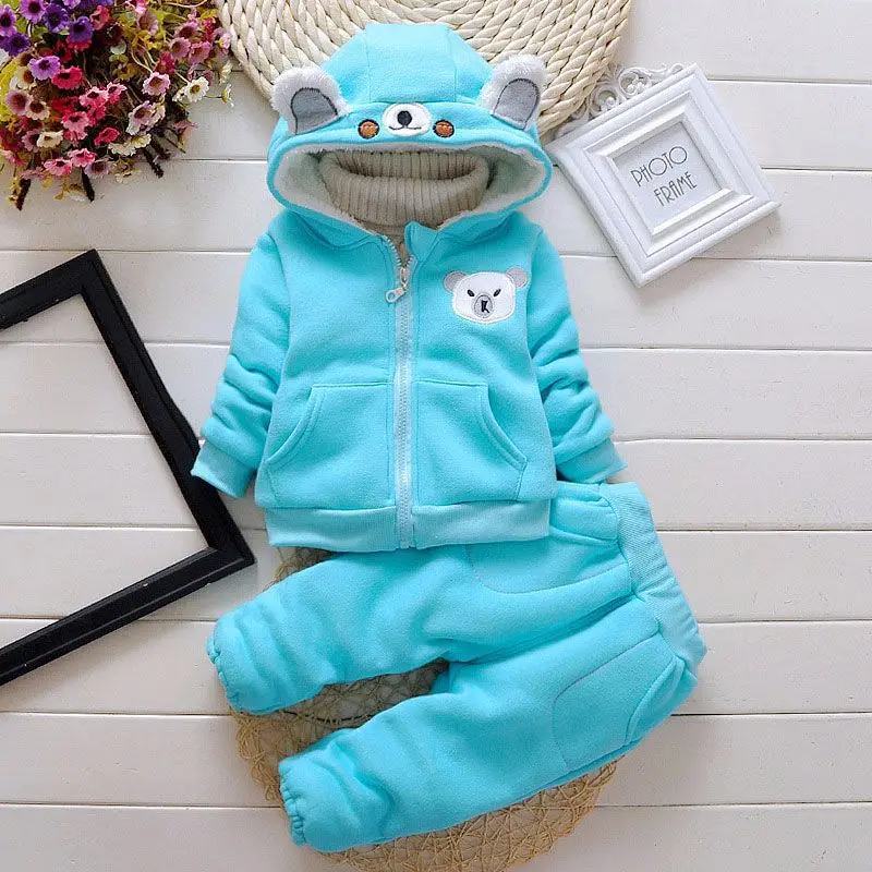 

2019 Autumn And Winter New Style Korean-style Childrenswear Thick plus Velvet Two-Piece Set Bear Childrenswear Children