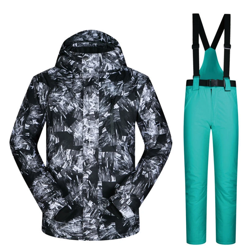 Лыжный костюм Мужская зимняя водонепроницаемая ветрозащитная Утепленная зимняя одежда для взрослых Лыжный спорт наборы куртка лыжный и Сноубординг костюмы - Цвет: 5