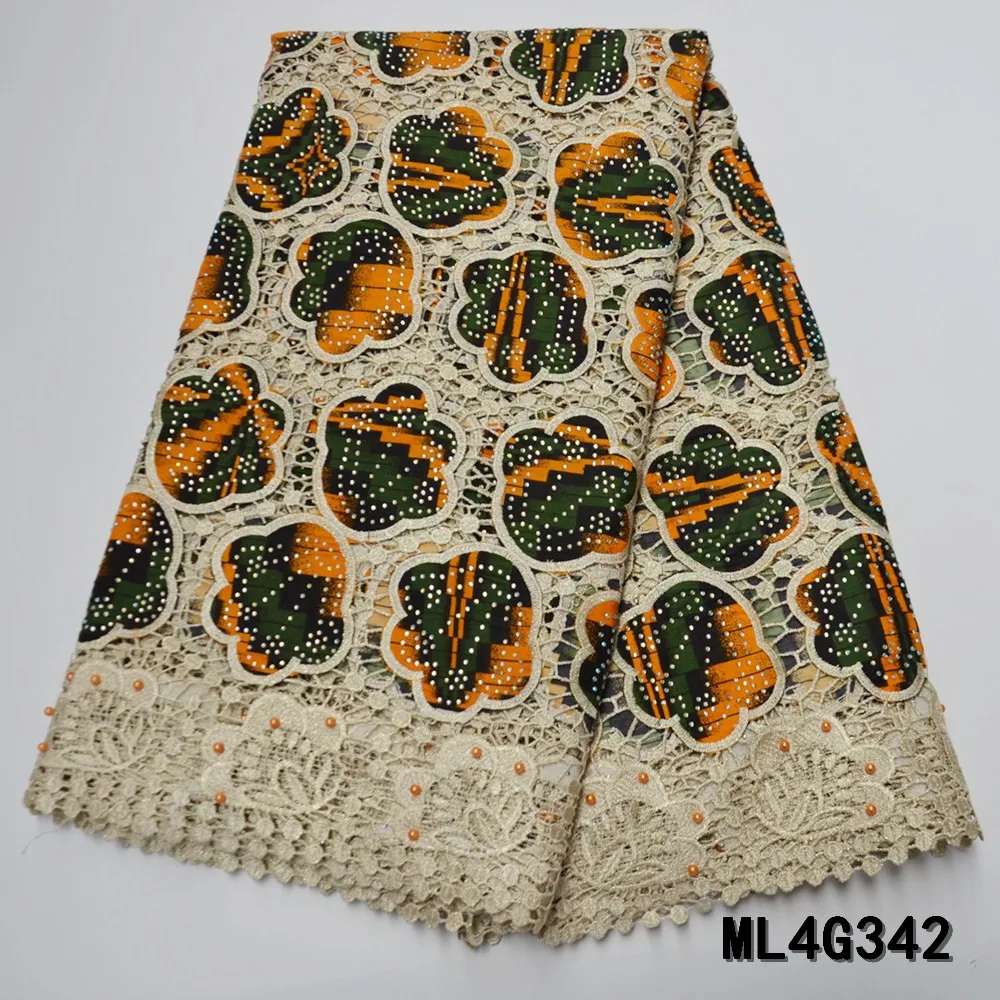 

BEAUTIFICAL African lace fabrics New arrival nigerian guipure cord lace mix wax with stones and beads for dress ML4G342