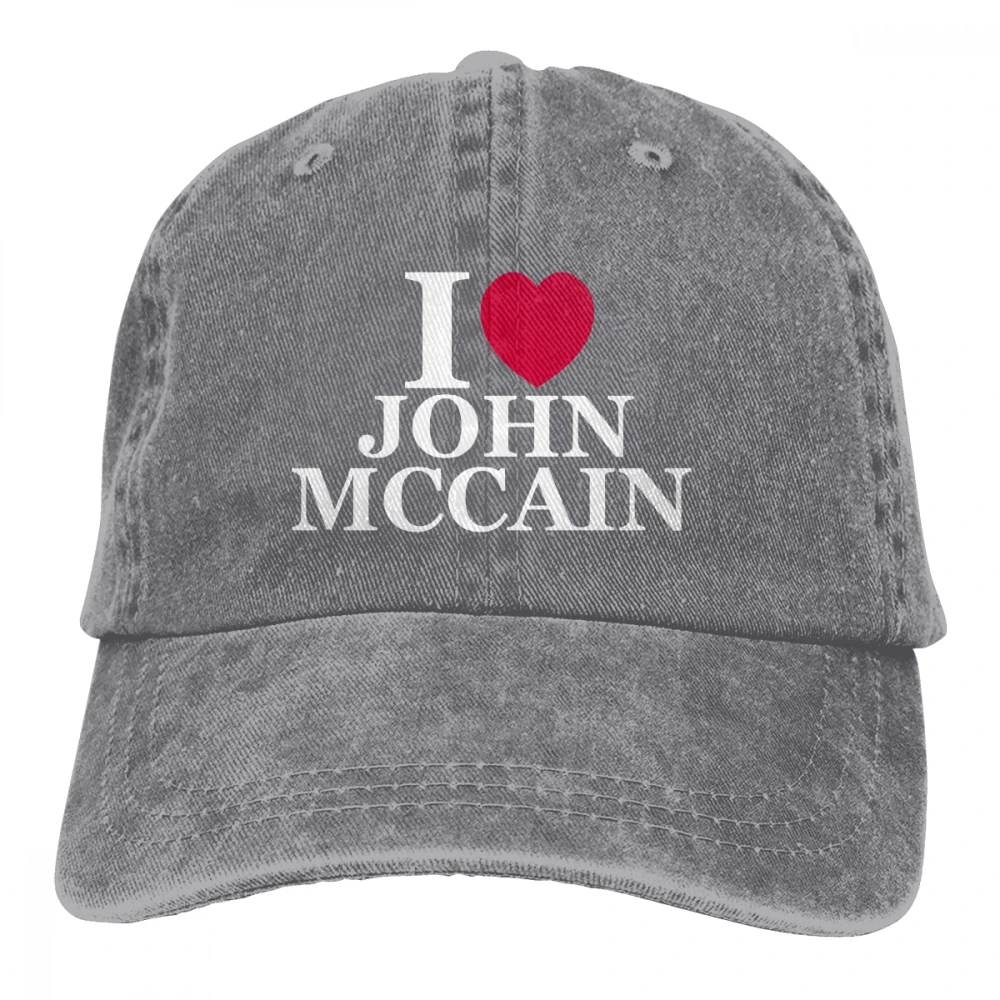I Love John McCain Casquette черные унисекс Мужские Женские джинсовые бейсболка с ремешком кепки Регулируемая шляпа для гольфа папа