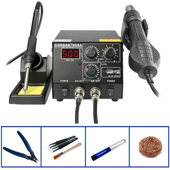 

GORDAK 868A Electric Solder Iron 500W Adjust Temperature Digital Display SMD Rework Station Hot Air Gun For Welding Repair Tools
