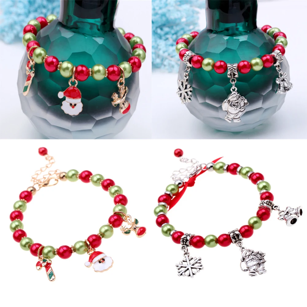 

Браслеты в рождественском стиле, бусины, камень, лось, снеговик, браслеты со снежинкой, браслет для дочери, Санта Клауса, рождественский подарок для женщин и девочек 3