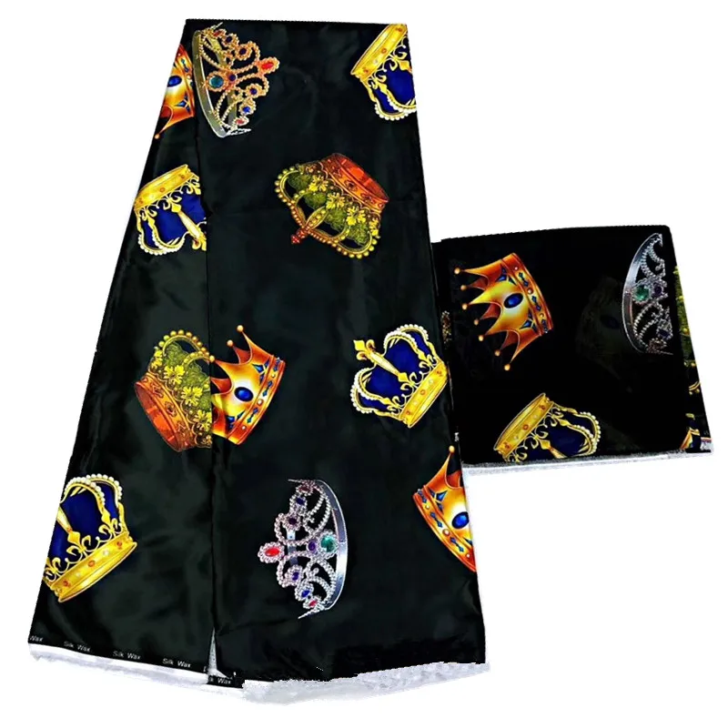

2019 latest silk chiffon fabrics african wax digital print silk wax fabric hot selling african Fabric 4+2yards