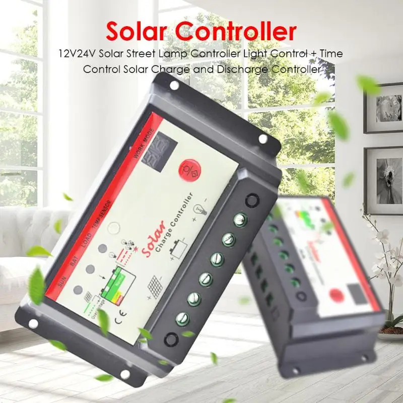 

12V 24V Light Control+Time Control Solar Street Lamp Automatically Turn on and off Lighting Charge Discharge Controller