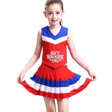 

Kids Girls Cheerleader Costume Pleated Skirt Set Dance Show Stage Performance Children Competition Cheer School Team Uniforms