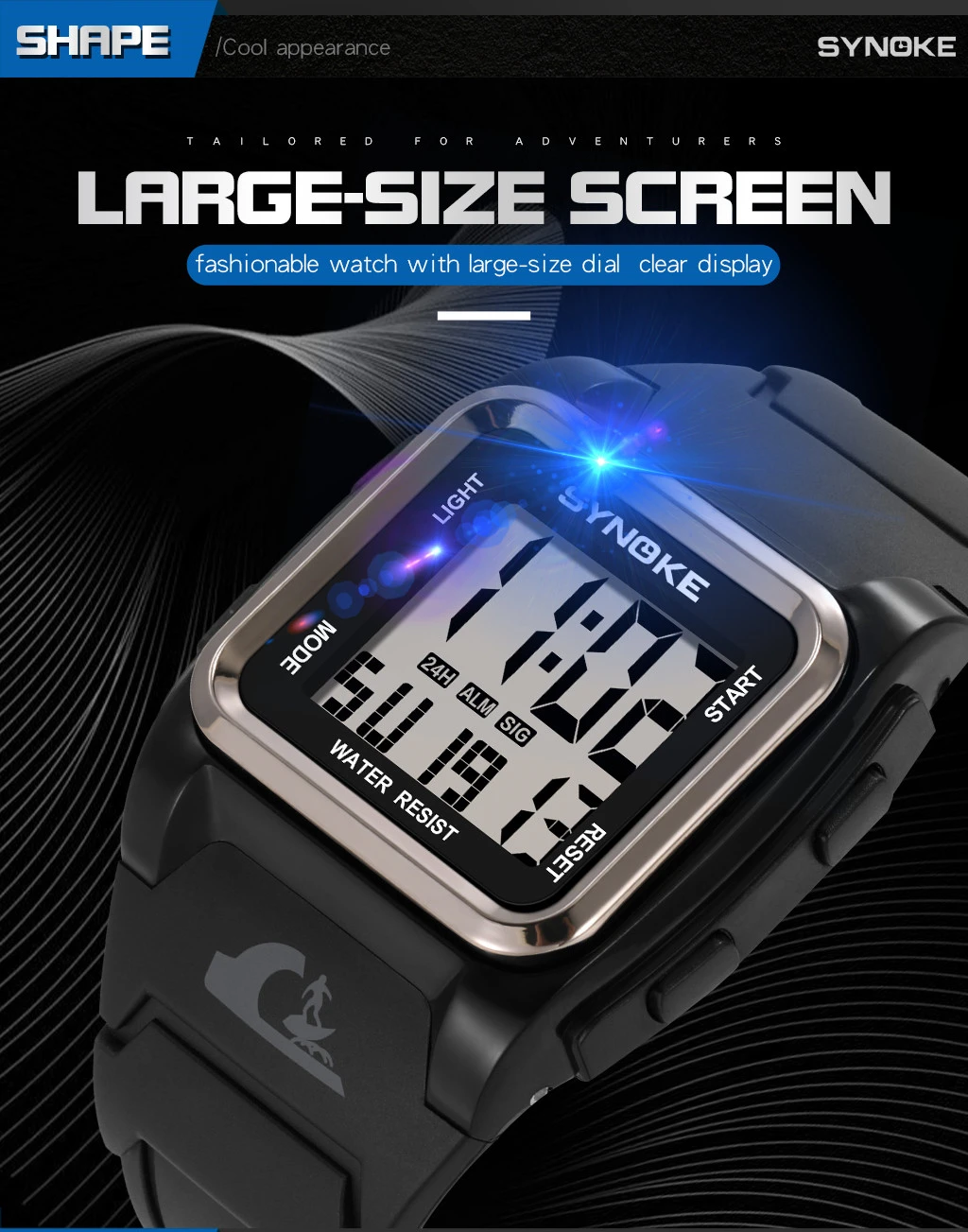 SYNOKE Digital Watch For Men Waterproof 50M Sport Military Electronic Watch For Men Wristwatch Male Clock Montre Homme 9803