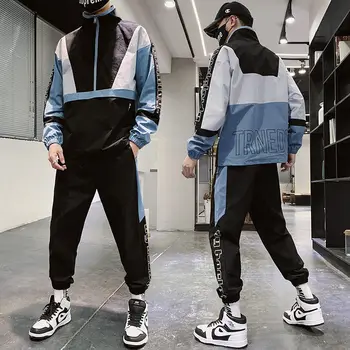 

Heren Kleding Autumn 2020 Hip Hop Street-Style Fashion Men's Sets Two-piece Set Printed Loose Suit Male Street Dance Tracksuit