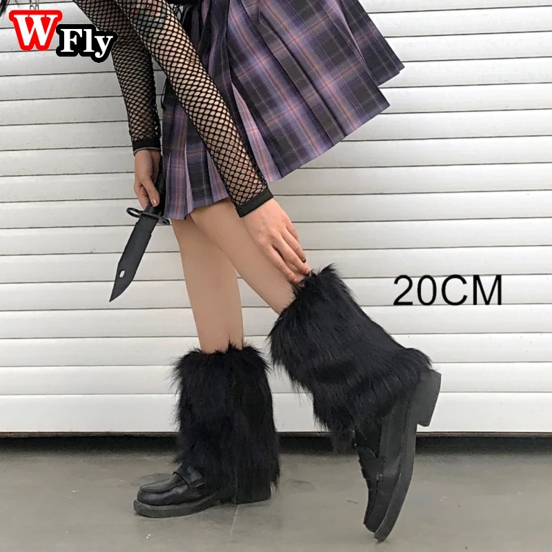 Description Picture 6 of itemWomen Girls Harajuku fur Winter furry Leg Warmer Lady Stockings Gothic Lolita cosplay sweet Lolita Warm Boots furry Leg warmers