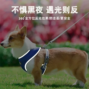 

New Style Pet Reflective Chest and Back with Breathable Mesh Chest and Back Medium-sized Dog Hand Holding Rope Pet Supplies