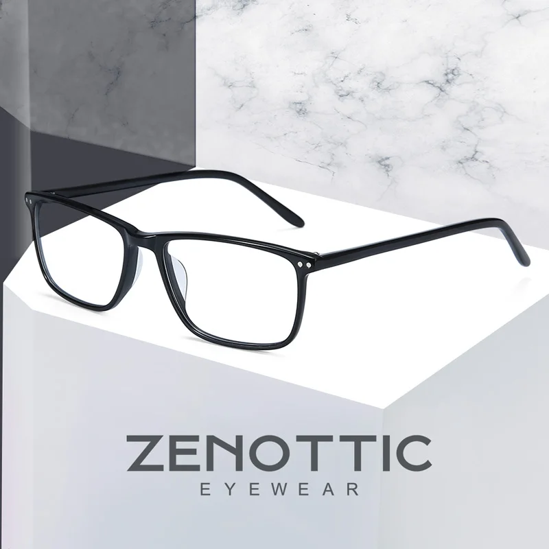 

ZENOTTIC Square Glasses Frame For Men Acetate Optical Eyewear Anti-blue light Lens Hyperopia Myopia Women Eyeglasses