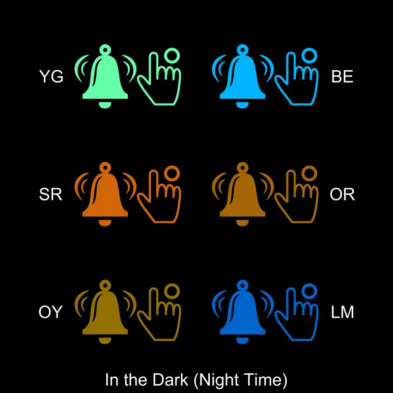 Description Picture 3 of itemRing the Bell Vinyl Switch Sticker Glow in the Dark Funny Cartoon Bell Sign Wall Sticker Bathroom Bedroom Door Decal Home Decor