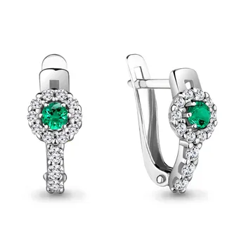 

Earrings with AQUAMARINE nanoizumrudami, cubic zirconia, silver 925