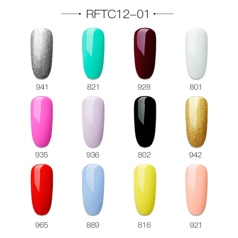 ROSALIND маникюрный набор гель-лаков для ногтей 12 шт./лот Радужный блестящий гель-блеск акриловый набор для ногтей лак все для маникюрных инструментов - Цвет: RFTC12-01