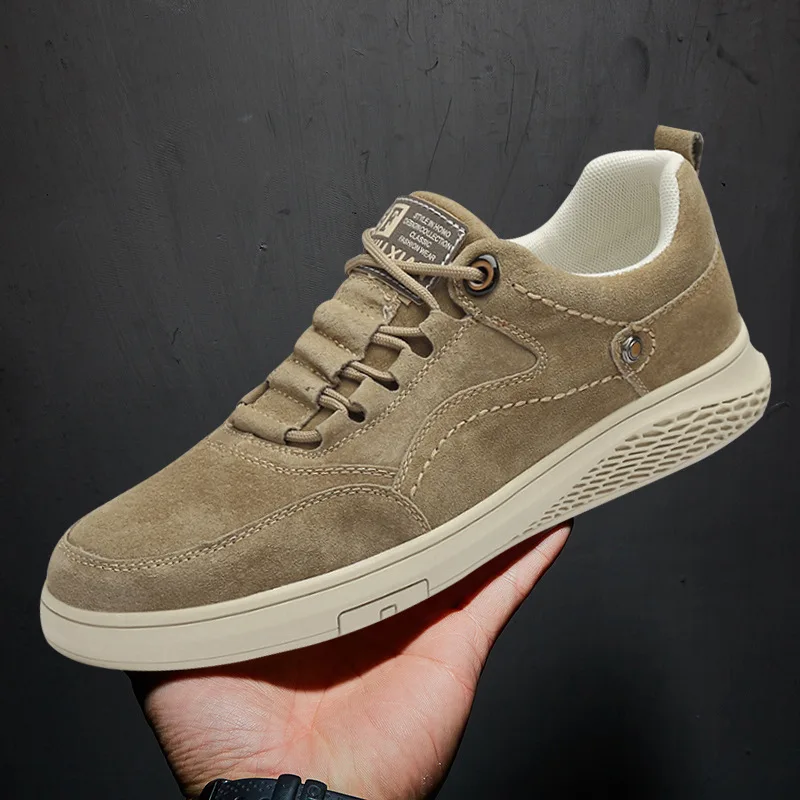 

Qiality Men Leather Sneakers Comfortable Fashion Rubber Sole Nubuck Leather Leisure Casual Shoes