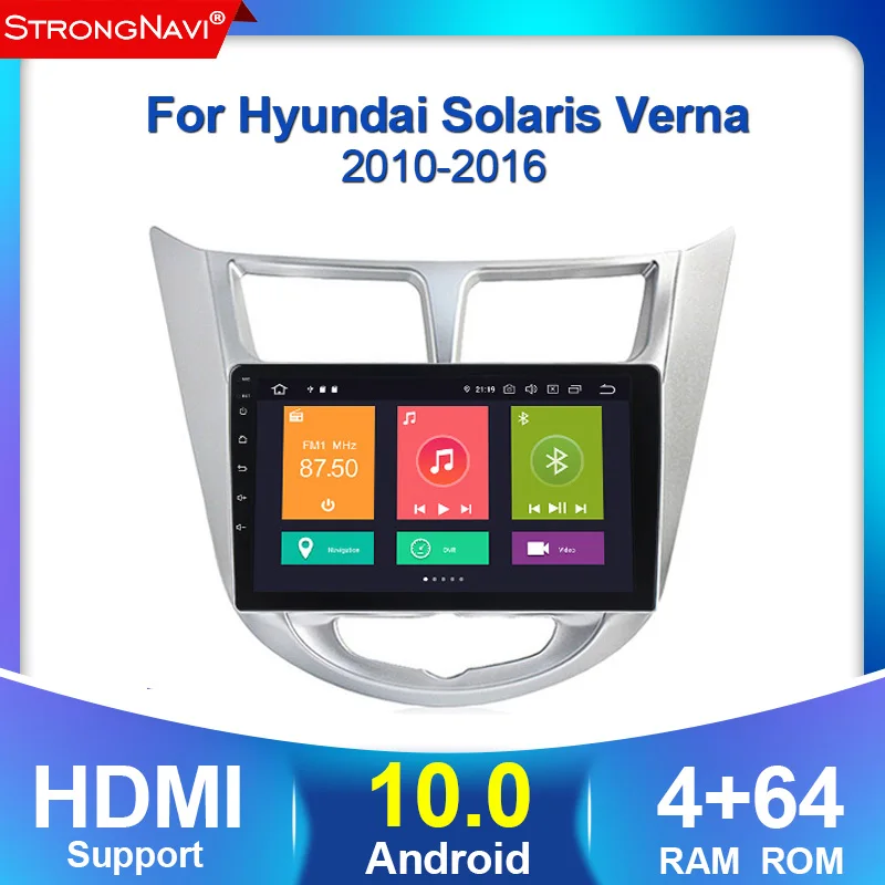 Автомагнитола 2 din Android 10 0 4 + 64 ГБ для Hyundai Solaris 1 verna Accent 2010 2016 видеоплеер GPS навигация