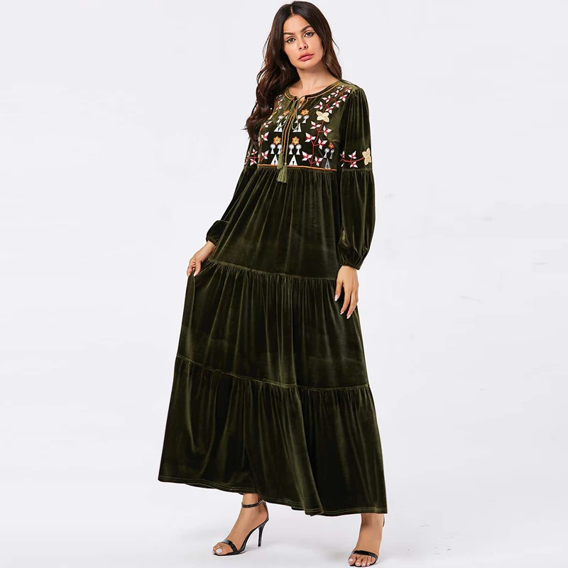 Кафтан абайя Исламский длинный Хиджаб Арабский мусульманский платье Кафтан Марокко Турция Tesettur Elbise одеяние мусульмане Longue платья