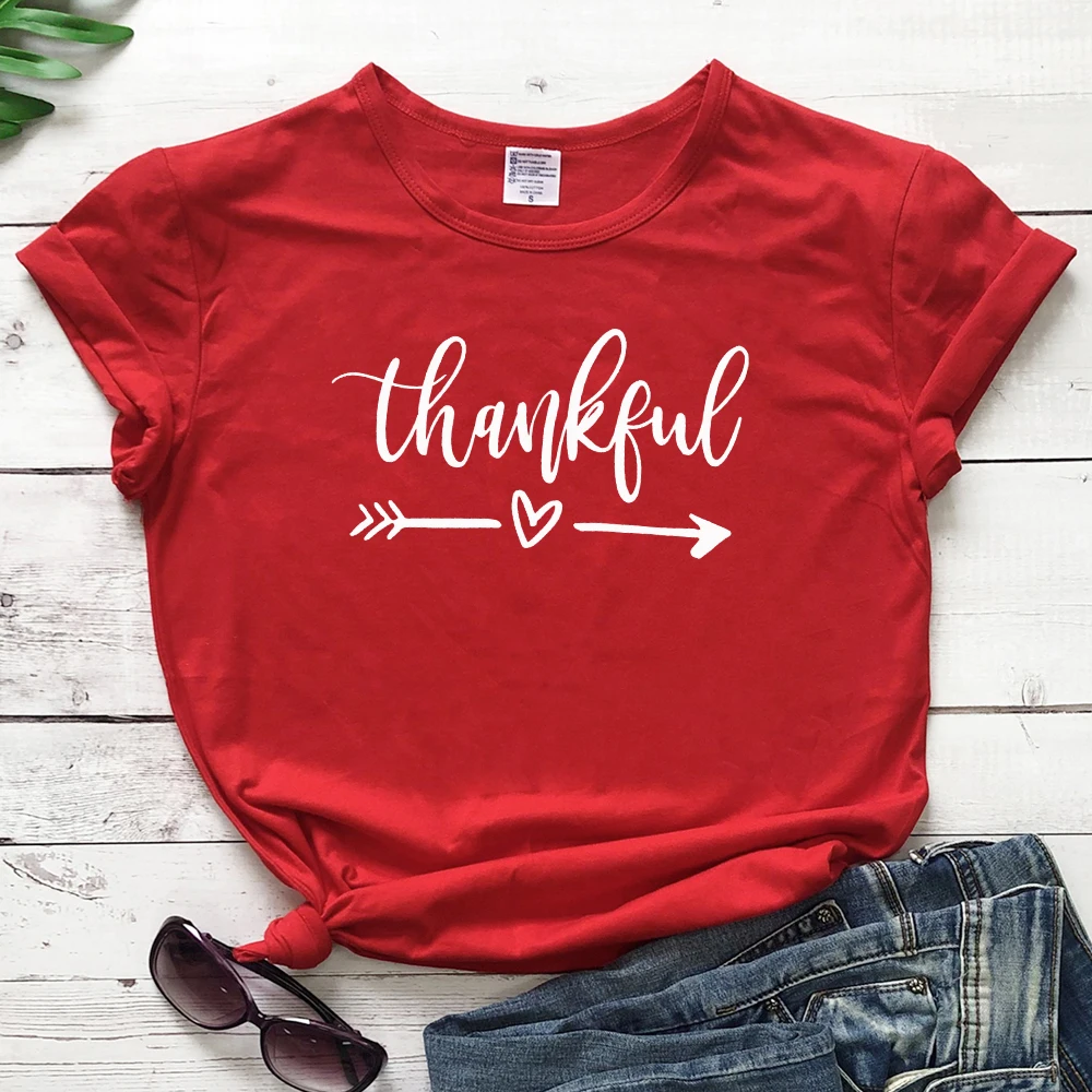 Женская футболка с надписью Thankful Love уличная одежда для девочек летняя из хлопка