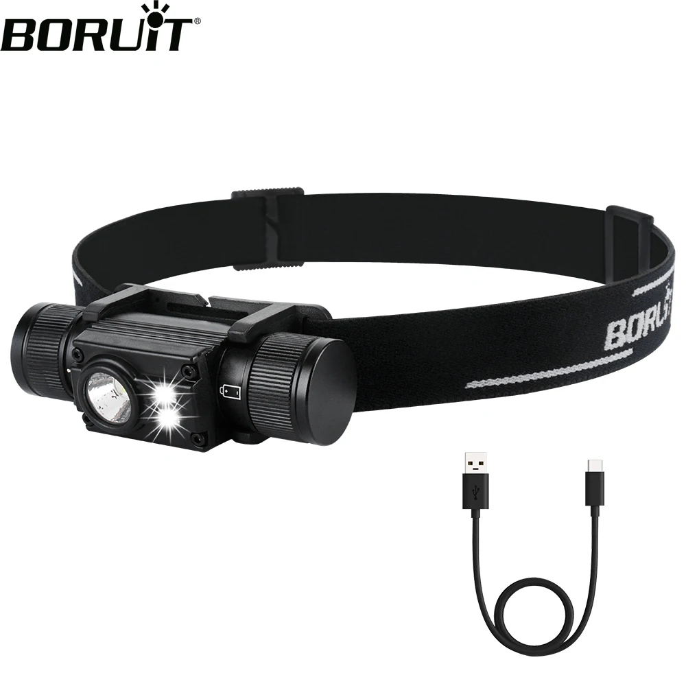 HP500 Powerful LED Headlamp Type-C Rechargeable 18650 Headlight Waterproof Head Torch Fishing Hunting Lantern BORUiT head flashlight cob headlamp