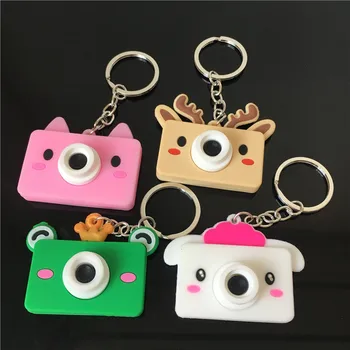 

FREE SHIPPING BY DHL 100pcs/lot 2019 New Cute Mini Camera Shaped Keychains Soft Rubber Camera Keyrings for Gifts