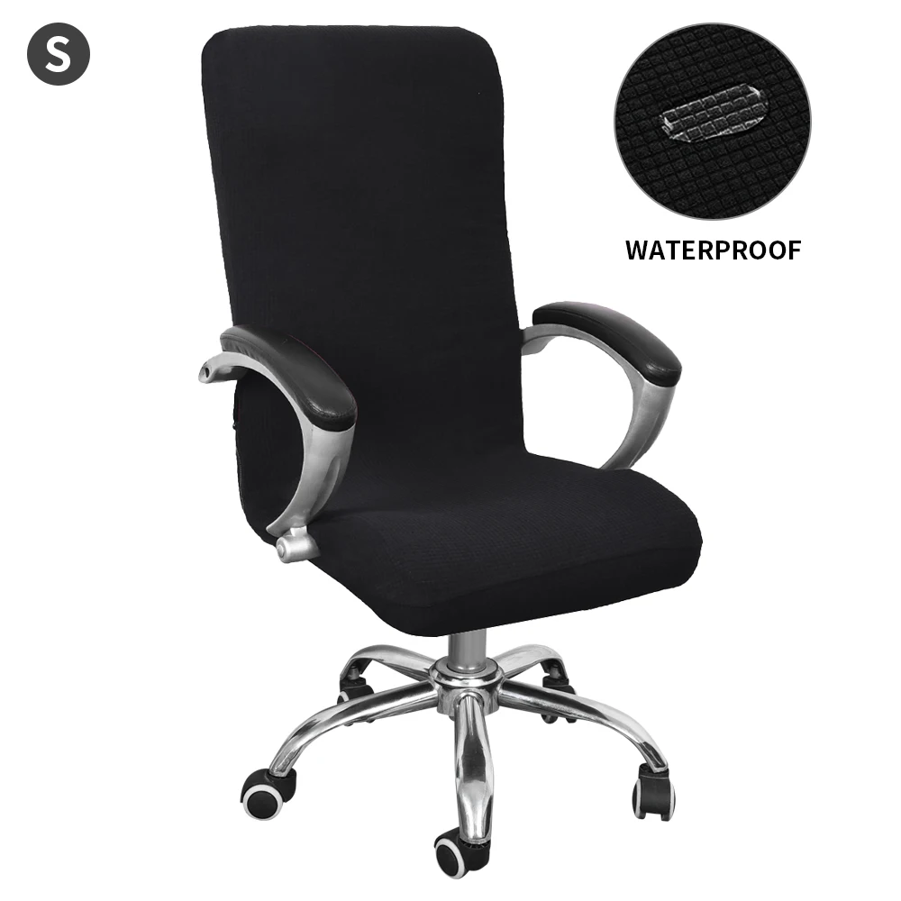 Водонепроницаемые эластичные чехлы на кресла, анти-грязные, вращающиеся, тянущиеся, для офисного компьютерного стола, чехлы для стульев, сменные Чехлы S/M/L - Цвет: Black