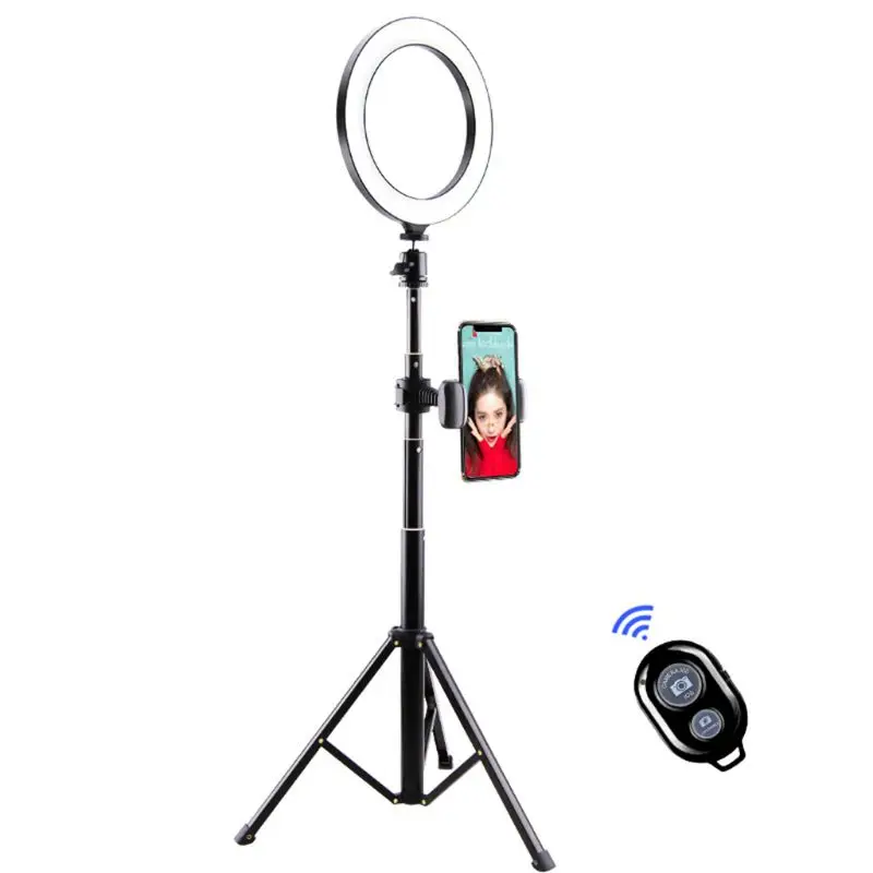 Tanie H7JB 10 "ściemniana lampa pierścieniowa Selfie z obrotowym stojak trójnóg sklep
