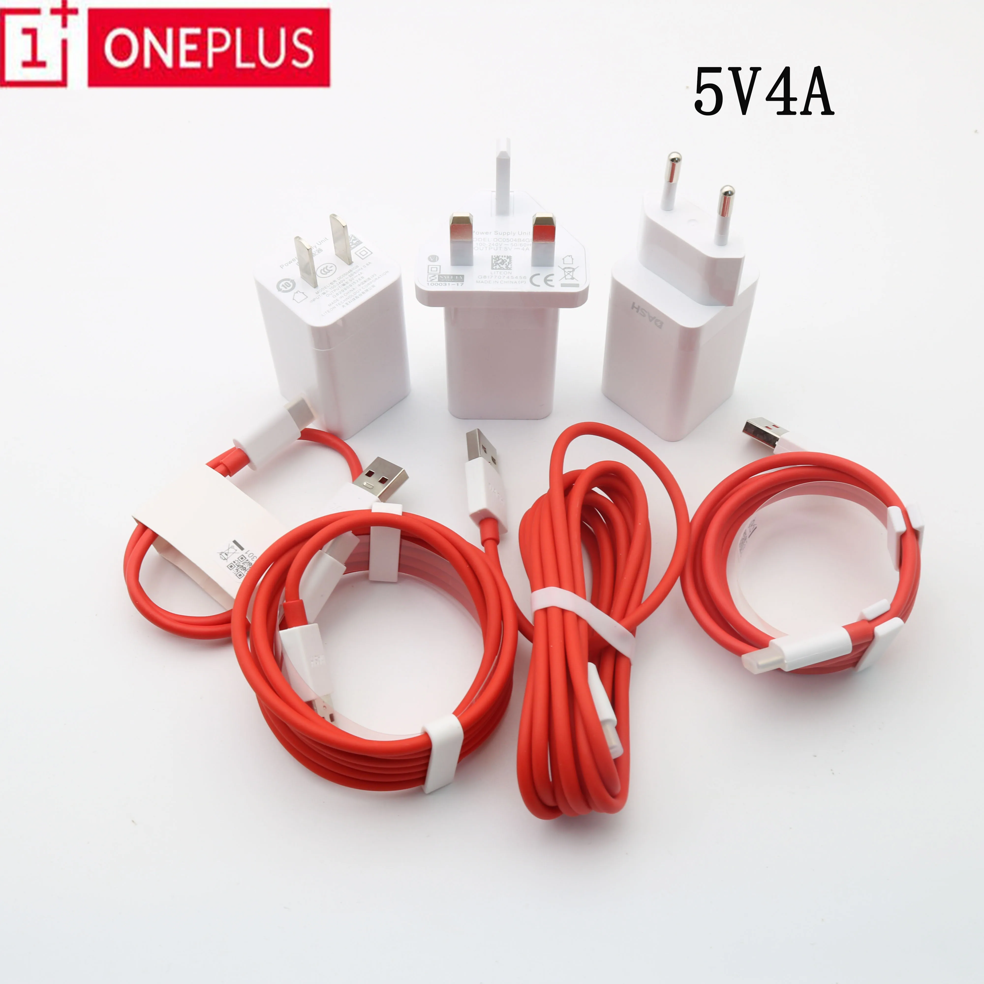 Оригинальное зарядное устройство для one plus 3 US EU UK красное 4A Usb 1 Type C кабель Oneplus 6