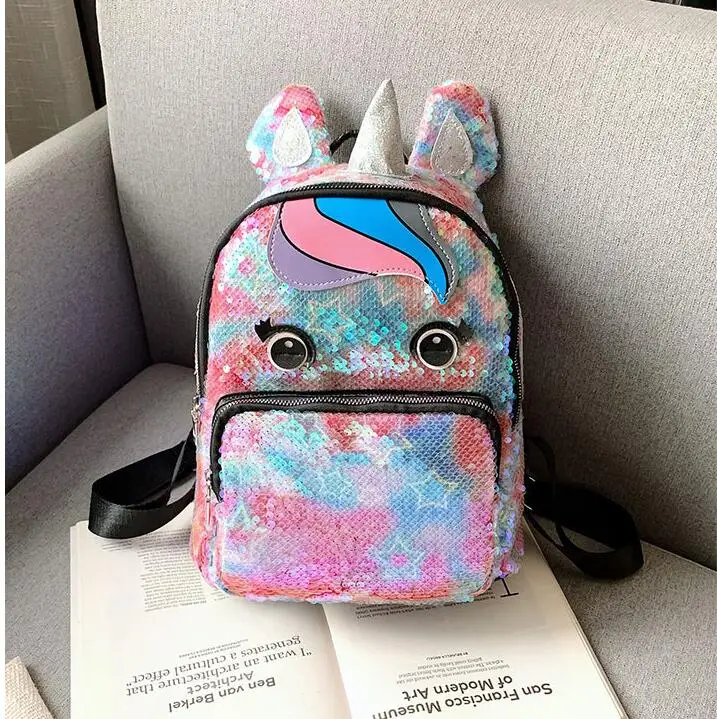 Детский рюкзак для девочек, модный рюкзак с блестками, bolso mujer, милый школьный рюкзак на плечо с рогом, женский рюкзак для путешествий