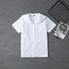 White Cotton Japanese Middle High Student School Dress For Girls JK Uniforms Sailors Suit Short Sleeve White Shirt Women Tops 3