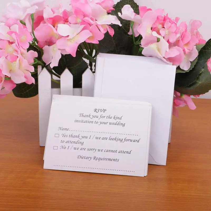 50 шт свадебный банкет RSVP карточка для ответа с конвертом