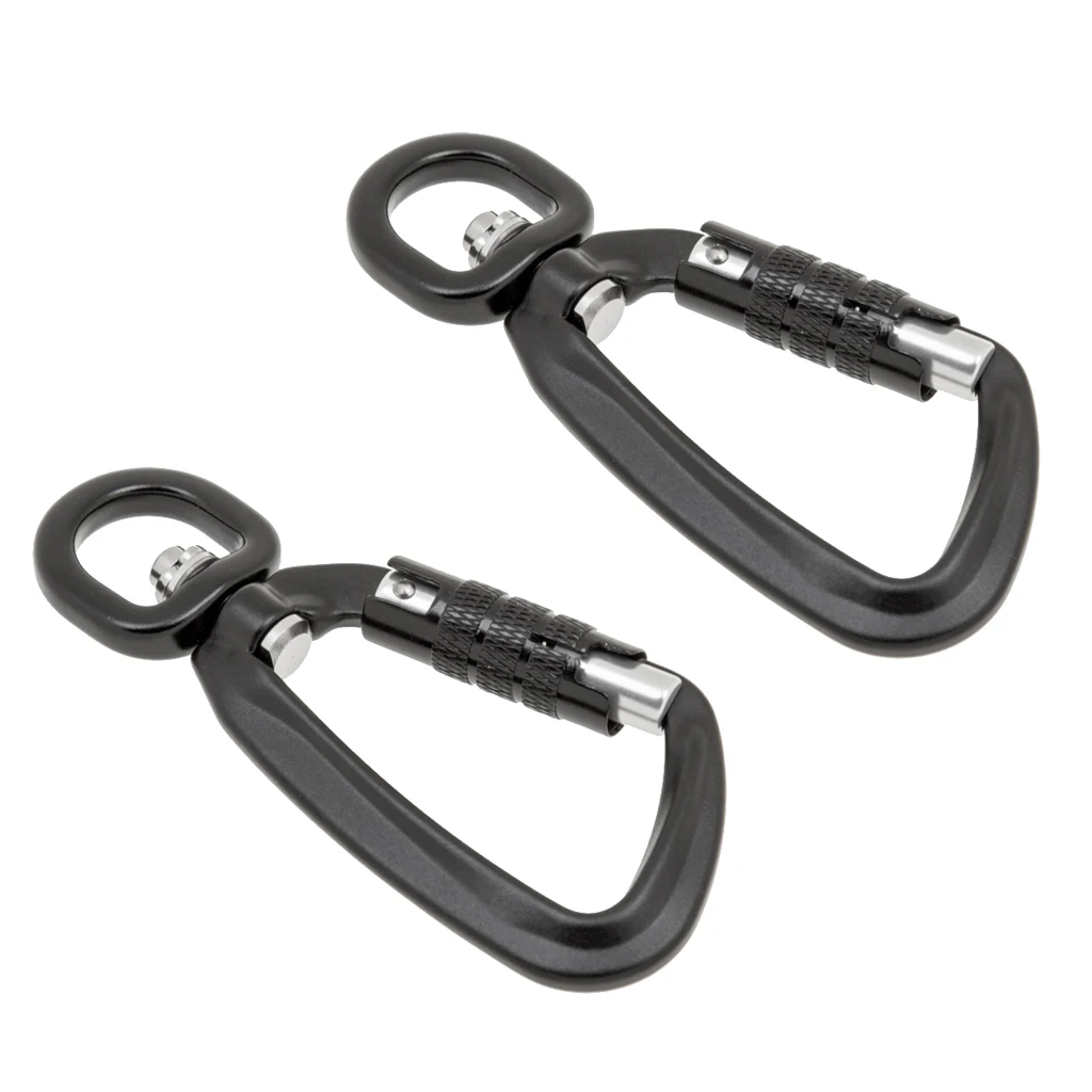 2Pcs Heavy Duty Swivel Auto Self Lock Carabiner Hook Dog Leash Clip Snap - 500KG