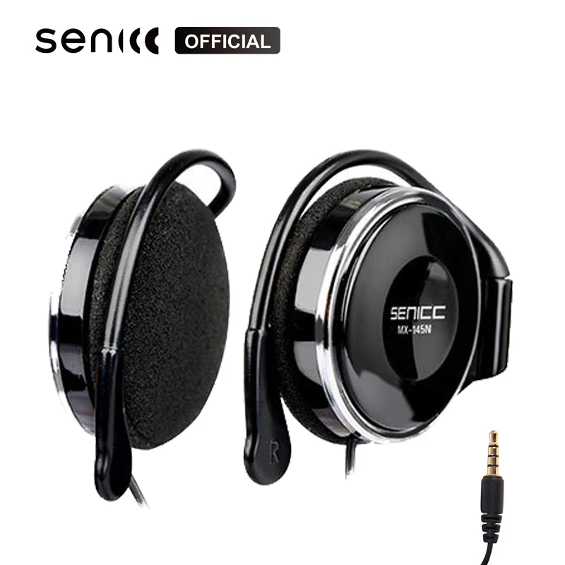 

SENICC MX-145N Hifi Sports Extra Bass Music Earhook Earphone Stereo Light Ear-hook Headphone with Volume Control for Phone 3.5mm