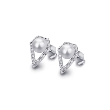 

Lady's favorite silver jewelry 925 sterling silver pearl inlay earrings design solid silver material earrings not allergic