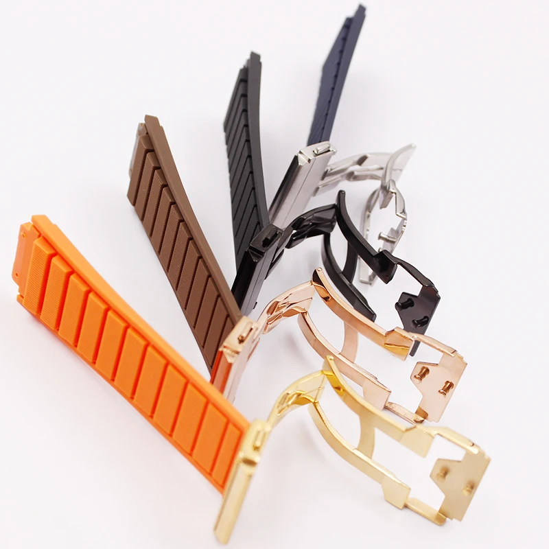 Watch Accessories Men's Rubber Strap For HUBLOT Series Sports Strap 19mm*29mm Women's Silicone Rubber Strap Folding Buckle 24mm