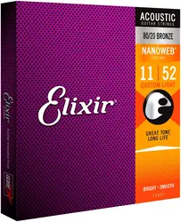 Elixir nanoweb 11027 revestimento 80/20 cordas de guitarra acústica de bronze personalizado luz 011 052 cordas de guitarra acústica anti ferrugem livre sh