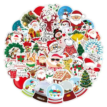 

50PCS Christmas Decorative Sticker Merry Santa Claus Shaped Stickers For Diy Scrapbook Diary Album Decoration Stationery