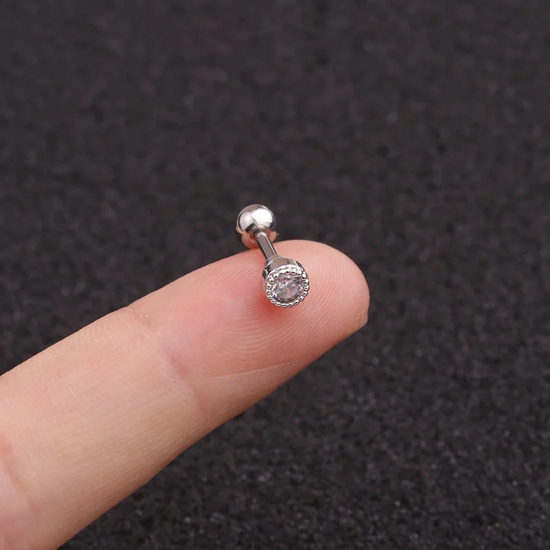 16G Color Zircon Cartilage Helix Tragus Conch Rook Stainless Steel Ear Piercing Earring Stud Body Jewelry Piercing Ear Earring