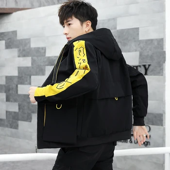 

UYUK 2019 Autumn Man Clothes Loose Coat Jacket streetwear Leisure Time Tide Handsome Student Joker Work Japan Style Black