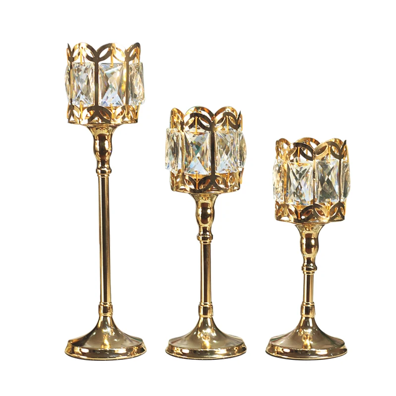 Nordic Glass Candlestick Crystal Gold Wedding Household Romantic Lights Ins Centre De Table Mariage Candlelight Dinner FC144 | Дом и сад