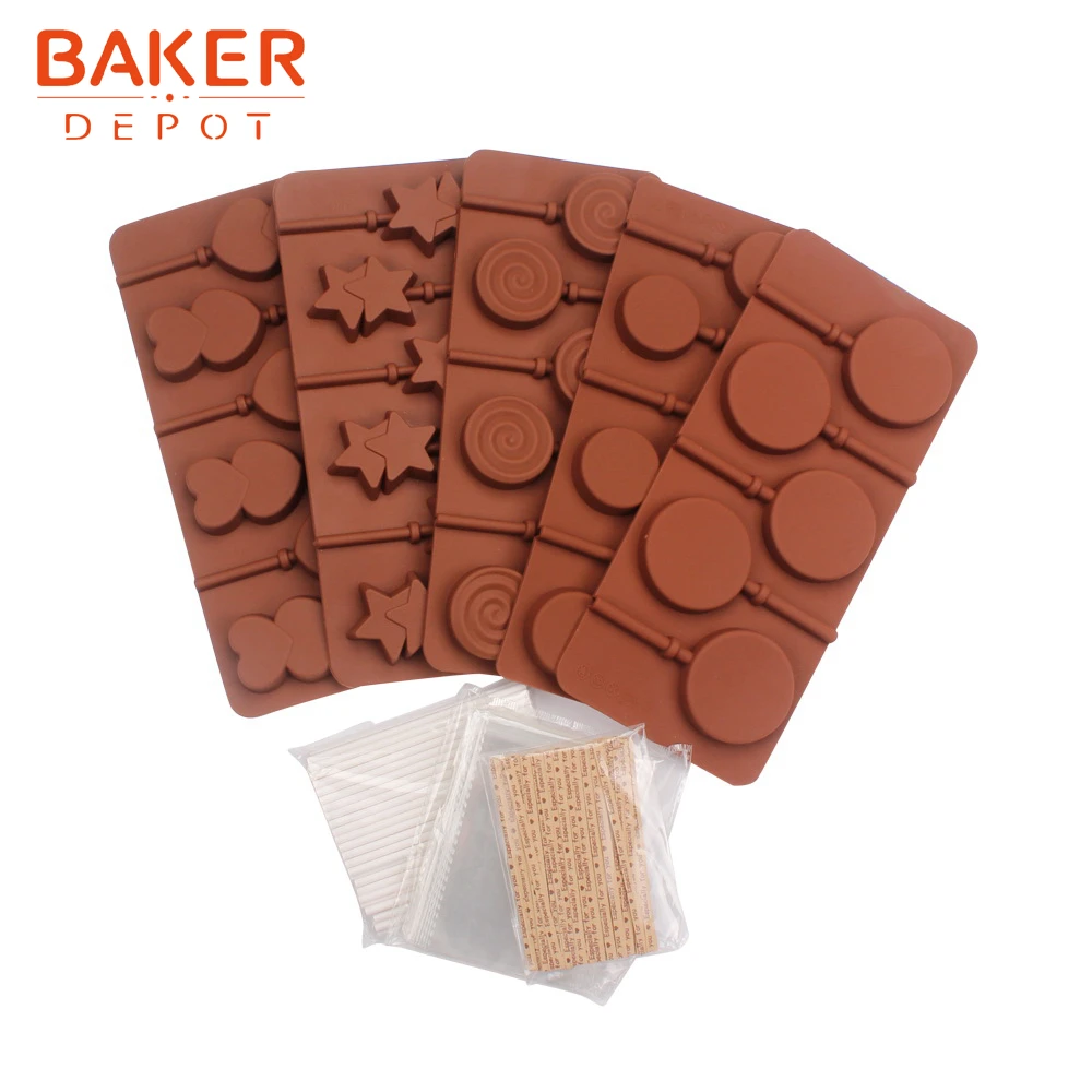 BAKER DEPOT силиконовая форма для леденца 5 шт./компл. конфеты Шоколадный леденец форма gummy печенье инструмент для украшения торта с палкой