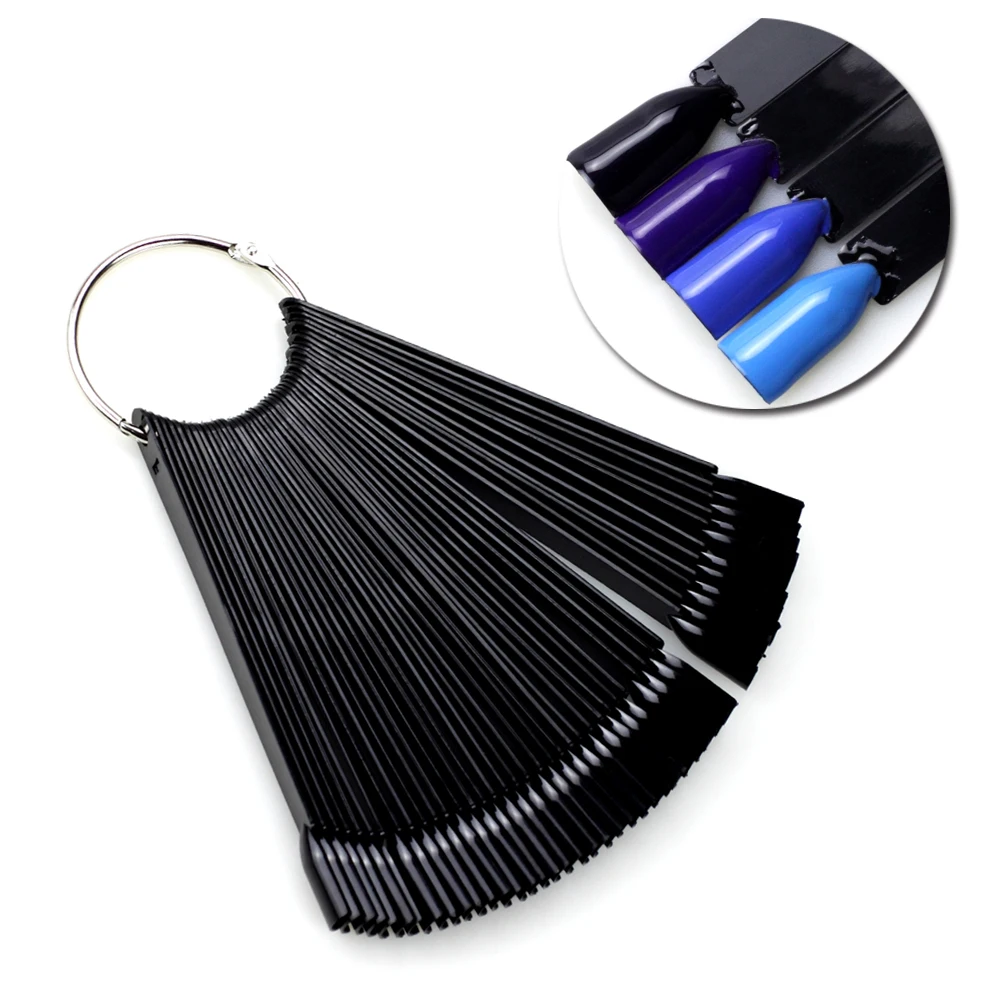 

Display Tools Chart Rotary-Fan-Style Palette False Nail Tips Polish Color Card Acrylic Stand Nail Art Tool Natural Black Clear