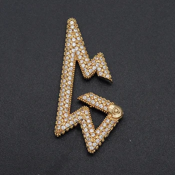 

2pcs/lot 18x38mm CZ Snap Hook Lock Lightning Clasp For DIY Necklace Making Carabiner Wholesale Jewelry Spring Fastener Connector
